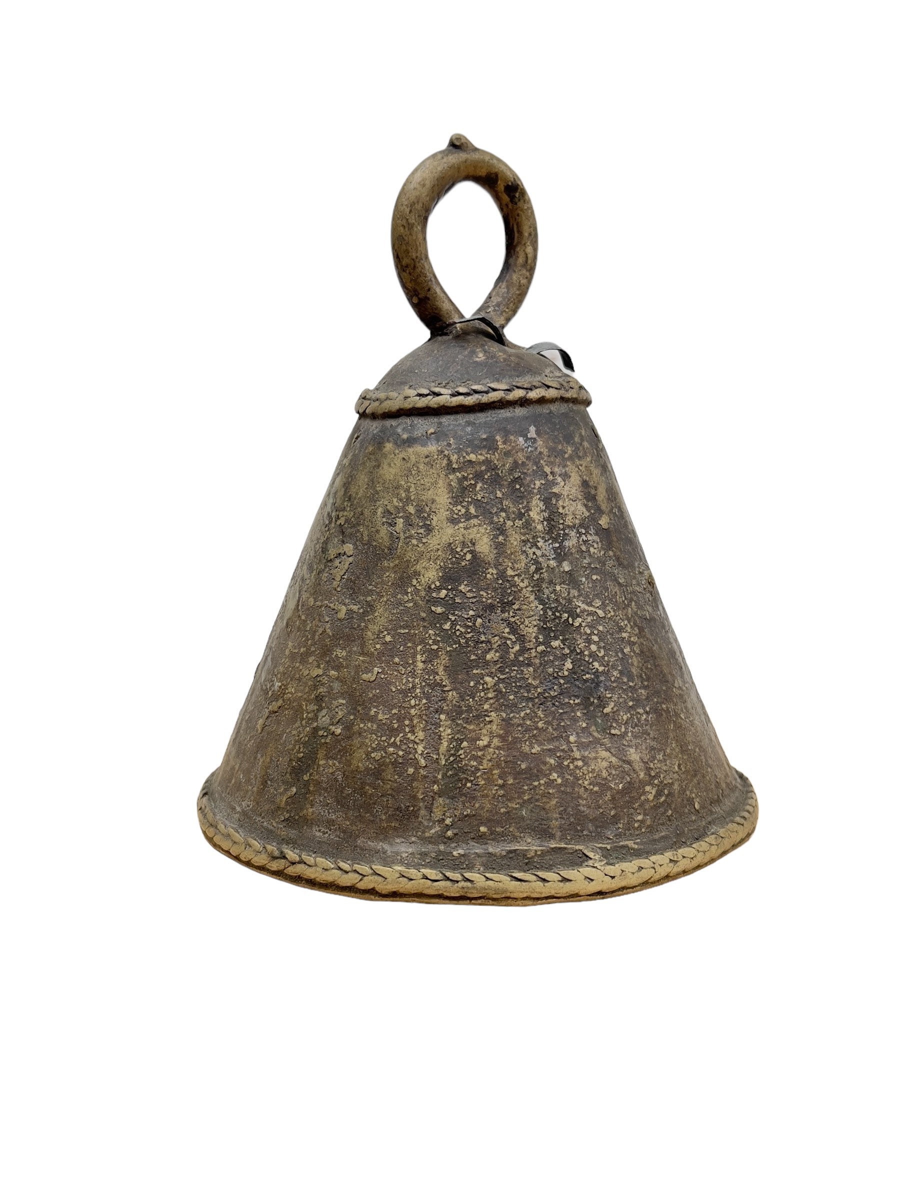 Antique Brass Cow Bell, Rustic African hand made Brass Bell from South Sudan, Home Decor