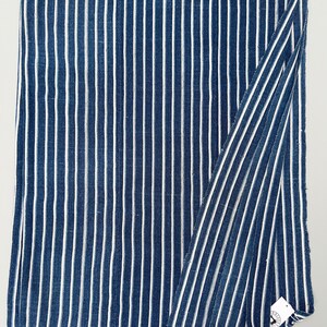 Mud Cloth striped throw, Vintage African Indigo mudcloth fabric, blue and white stripes image 5