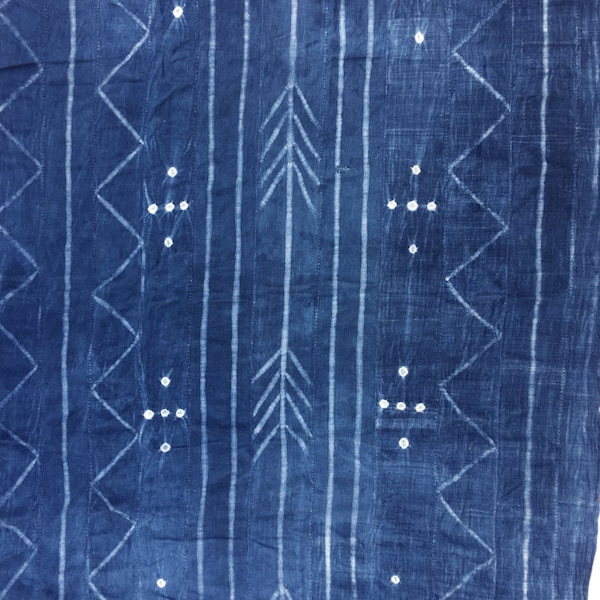 Mud cloth, Shibori Mud cloth fabric, Bogolan, Faded Denim Blue