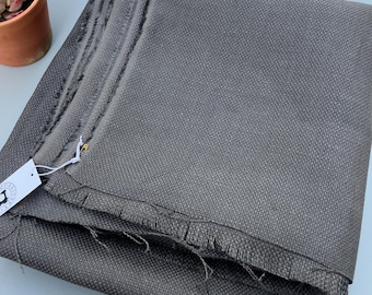 Gray linen fabric Remnant- Discount fabric end cut- 100% linen sample cut, upholstery linen, heavy weight linen for upholstery