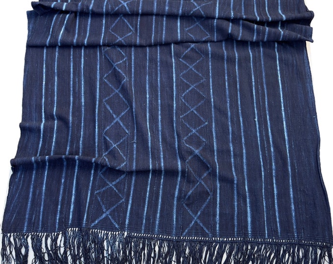 Indigo throw blanket, Boho throw, African Mud Cloth, Navy Blue, Shibori Tie Dyed throw, Farmhouse throw,