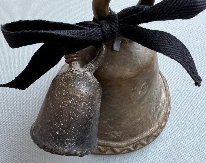 Vintage Bells hand made of bronze from South Sudan. Set of two perfectly imperfect bells for holiday decor or a hostess gift