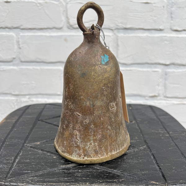 Campana de vaca de bronce, campana rústica hecha a mano, decoración del hogar