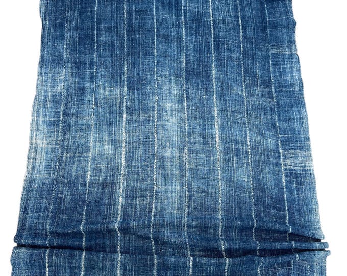 Indigo throw blanket, Denim bed throw- distressed jeans blanket with fringe, recycled denim mud cloth, indigo Mossi