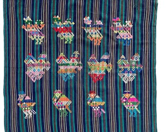 Embroidered Guatemalan Textile Wall Art, Hand crafted multi color wall decor