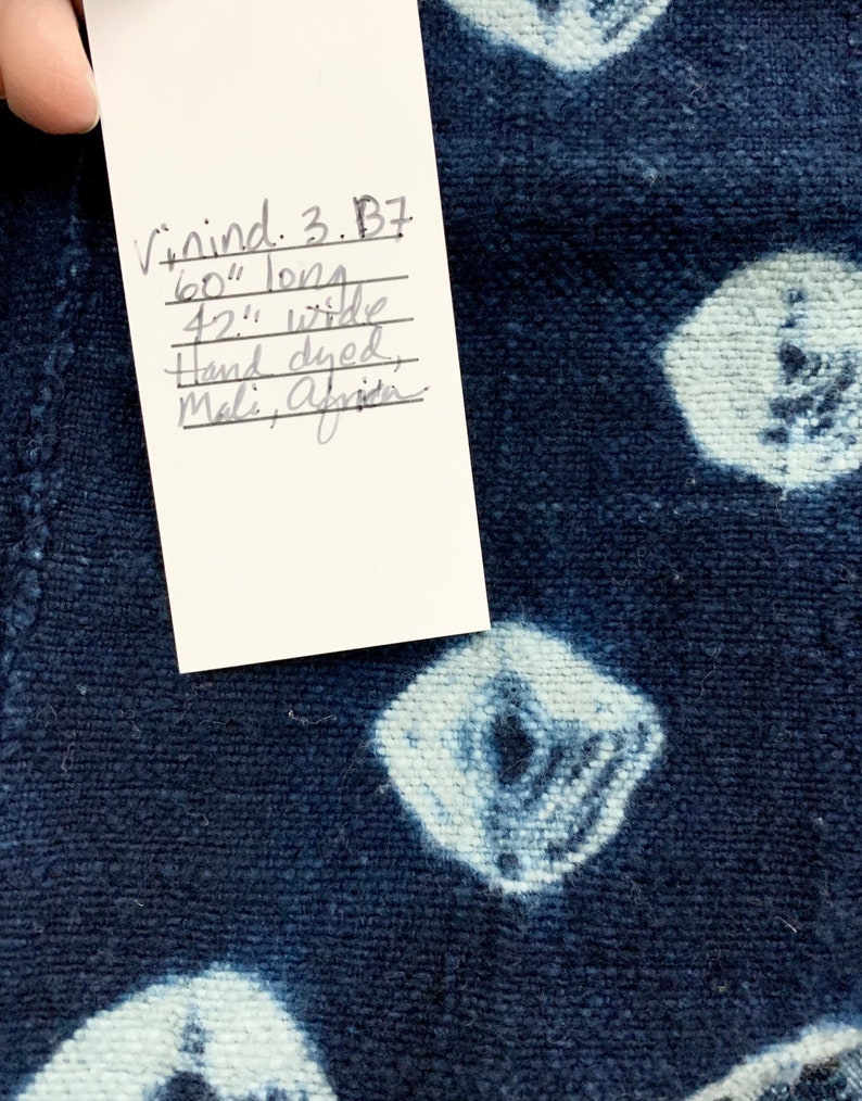 Mud Cloth African Indigo throw Morrissey Fabric Blue and White Shibori tie dyed vintage mudcloth