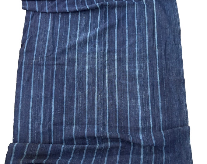 Vintage blanket, Indigo Throw, African Mud Cloth, Shibori striped indigo, Blue with blue stripes, Boho throw blanket