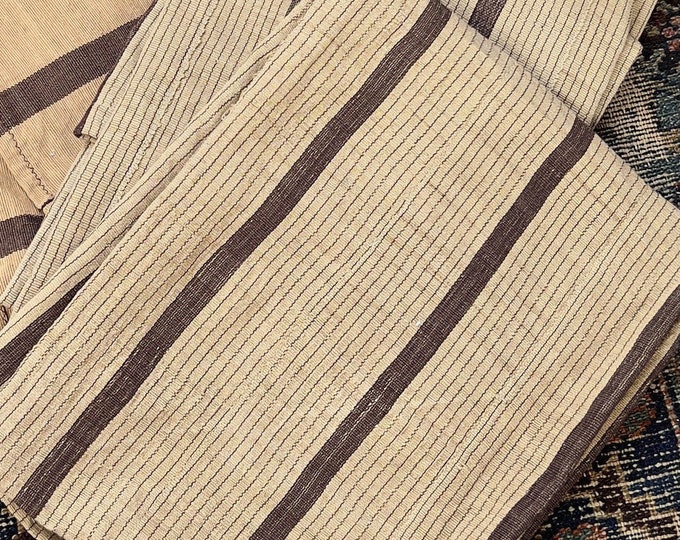 Mud Cloth Fabric, Tan and Brown Pin Stripes, African Aso Oke fabric, Yoruba textile, Morrissey Fabric