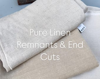 Discount linen fabric Remnants- fabric end cut- quilting- crafting- 100% linen sample cut, upholstery linen, heavy weight linen