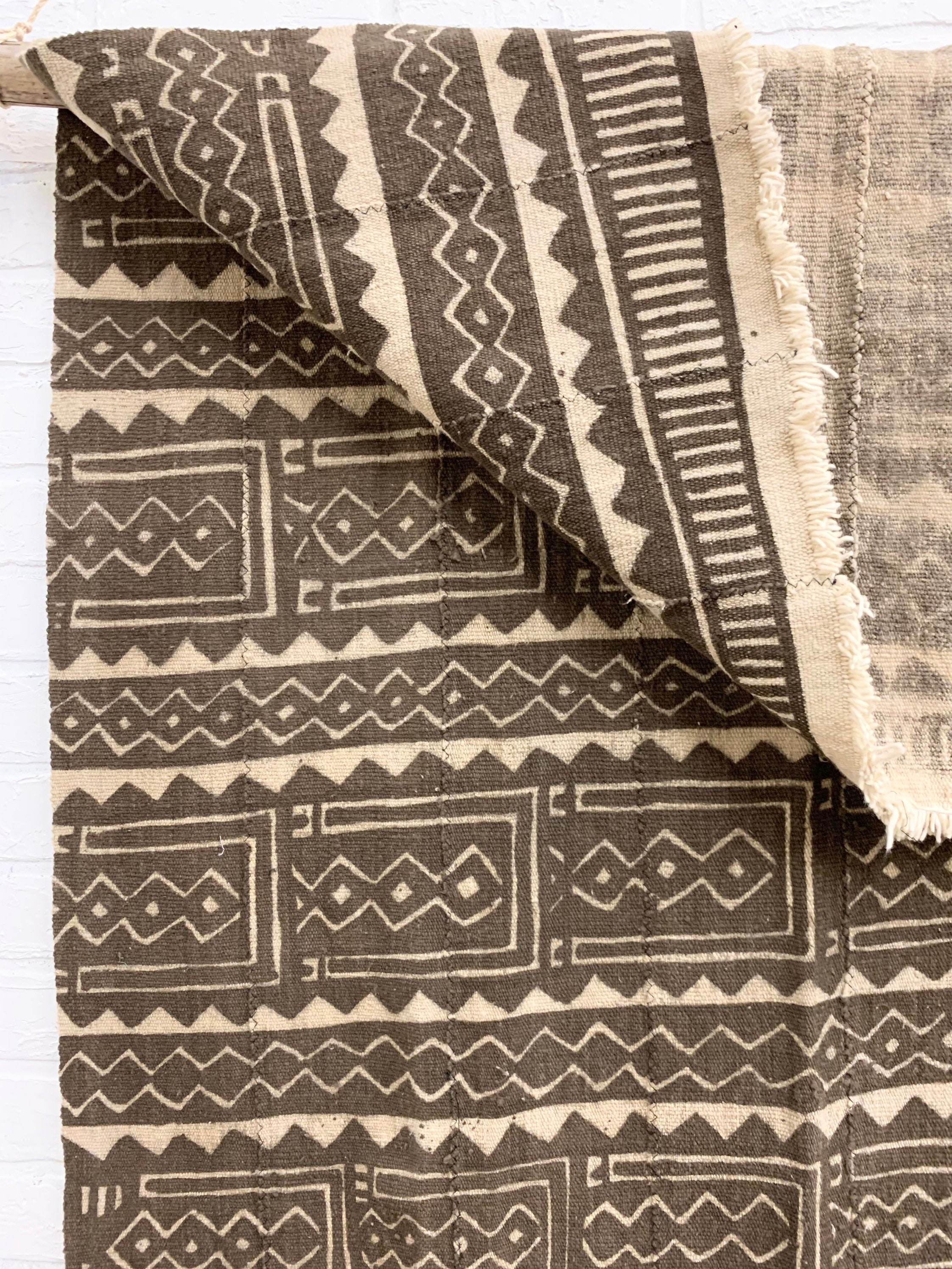 Mud Cloth textile, Mudcloth fabric, African Bogolan, Neutral mud cloth