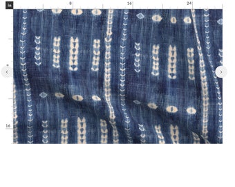 Denim Mud cloth wallpaper indigo blue, boho eclectic ethnic style home decor