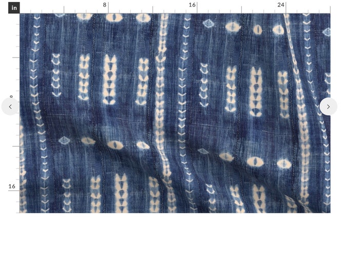 Dark blue jean wallpaper, blue and white striped wallpaper, eclectic style wall decor, Removable denim blue shibori wallpaper