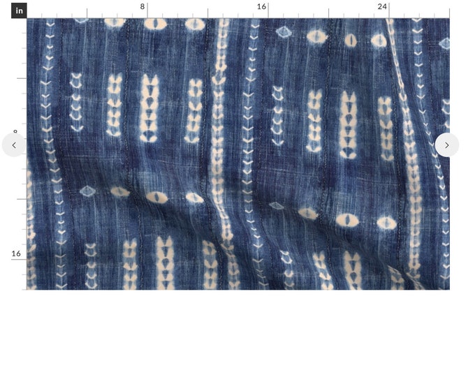 Denim Mud cloth wallpaper indigo blue, boho eclectic ethnic style home decor