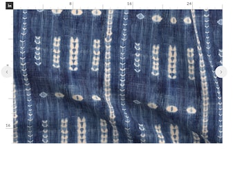 Denim wallpaper, Mud cloth fabric tie dye wallpaper, traditional un-pasted pebble wallpaper, blue and white ethnic style