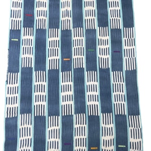 Vintage African fabric, Baule Cloth from the Ivory Coast, Blue, white mud cloth, Morrissey Fabric image 1