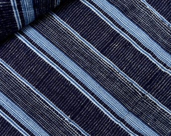 Vintage Striped Mud Cloth Fabric: African Textile with blue stripes for a coastal farmhouse style.