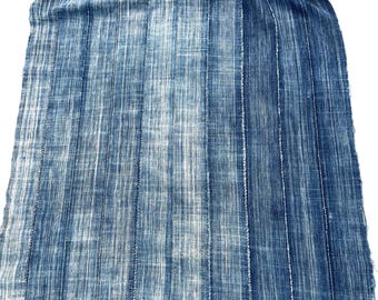 Rustic blue mud cloth throw blanket: Vintage African Indigo textile that's Wabi Sabi style