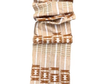 Vintage Aso Oke Cloth, African Textile, Rust Pattern, 75x13.75 inches