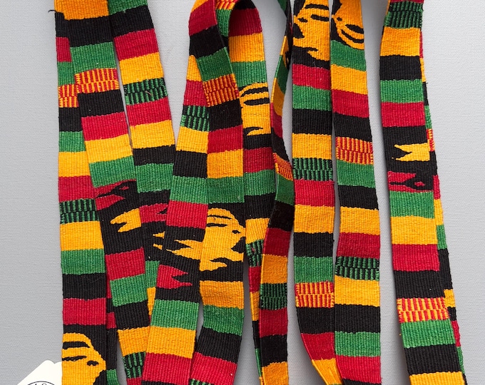 Guatemalan Hand-Made Strap, 5 yards, Red, Black, Golden Yellow, Tote bag straps, belt crafting supply, purse strap, Mayan Toto, Tocoyal