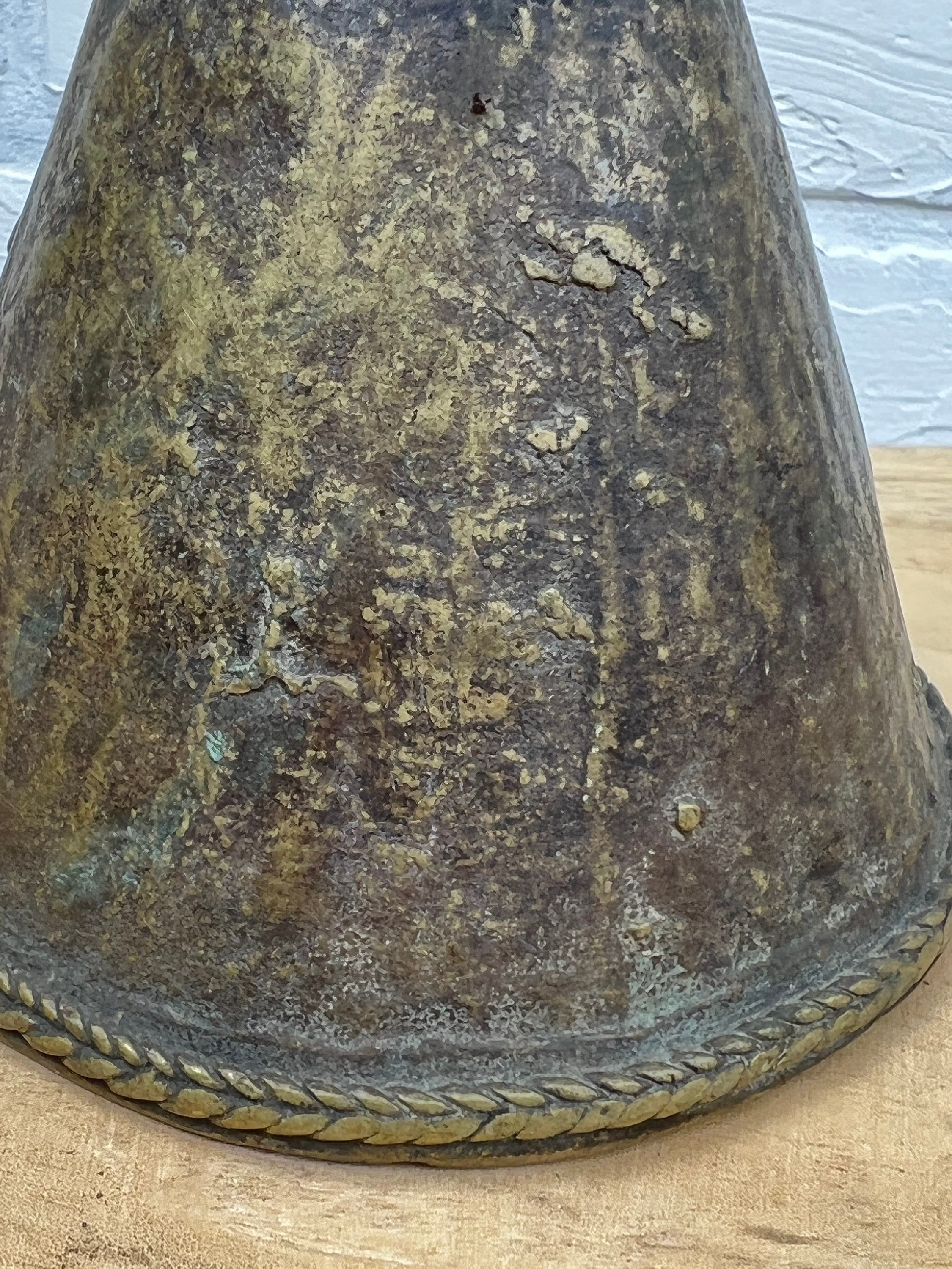 Antique Brass Cow Bell, Rustic African hand made Brass Bell from South