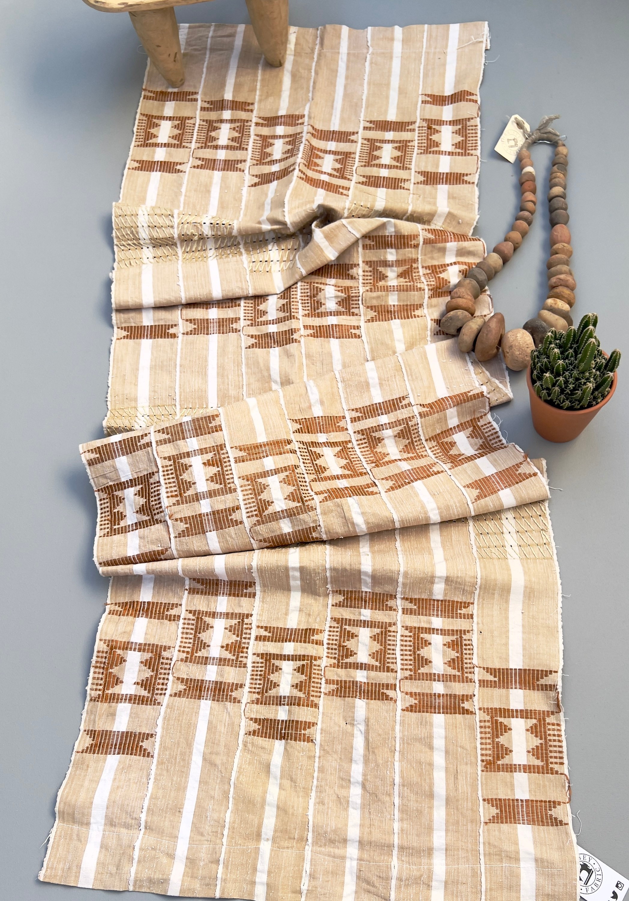 Vintage African Mud Cloth Fabric from Yoruba, Asoke Textile with Rust