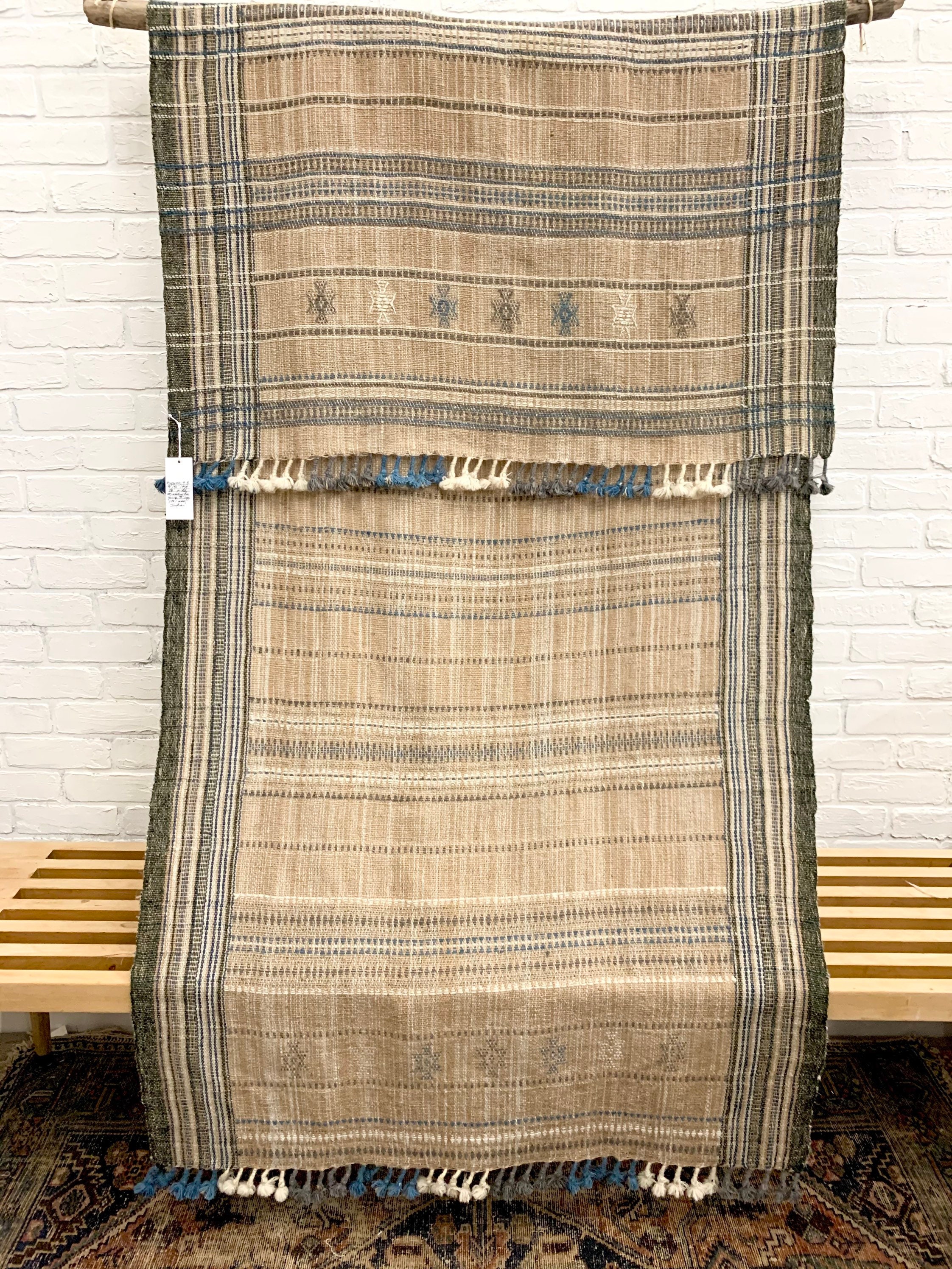 Bhujodi Wool Throw Pure Wool Vintage Indian Throw Wool Throw Blanket Tribal Wall Hanging Morrissey Fabric