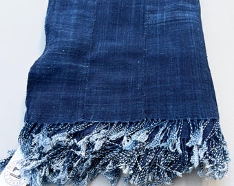 Blue Throw Blanket: Vintage African Indigo Mud Cloth