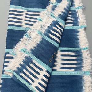 Vintage African fabric, Baule Cloth from the Ivory Coast, Blue, white mud cloth, Morrissey Fabric image 6