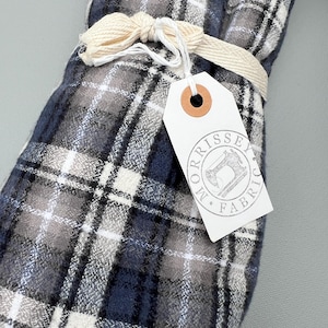 Cotton flannel fabric remnant, blue and gray cotton flannel, plaid shirt fabric, 40 inch length, flannel shirt fabric, mens shirt fabric