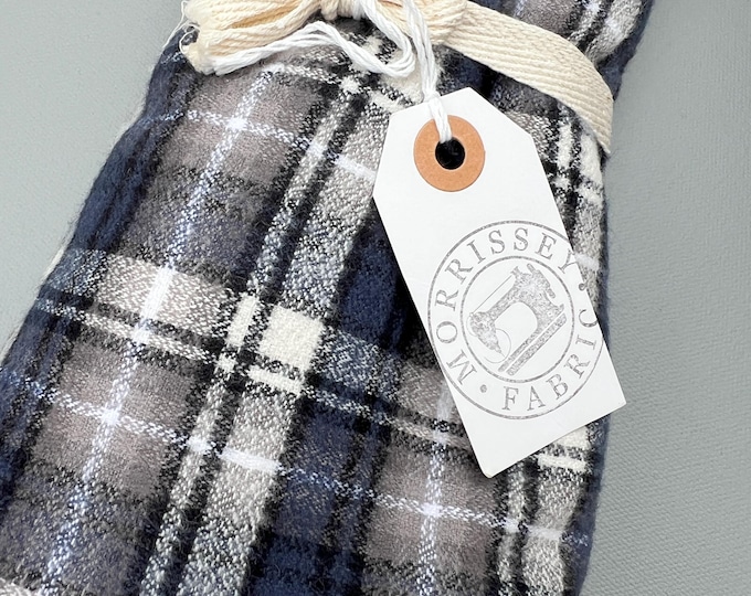 Blue & Gray Plaid Cotton Flannel Fabric Remnant - Robert Kaufman - 40" Length