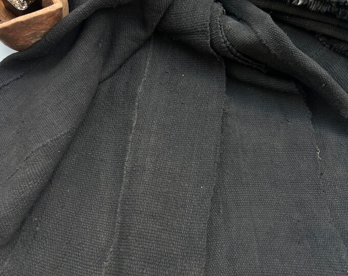 Black Mud Cloth, Solid Black Mudcloth Fabric, Cotton Mud Cloth, Natural