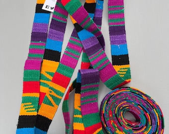 Handmade Guatemalan Cotton Trim: Rainbow Strapping, Purse Straps (7 Yards, One-of-a-Kind Design)