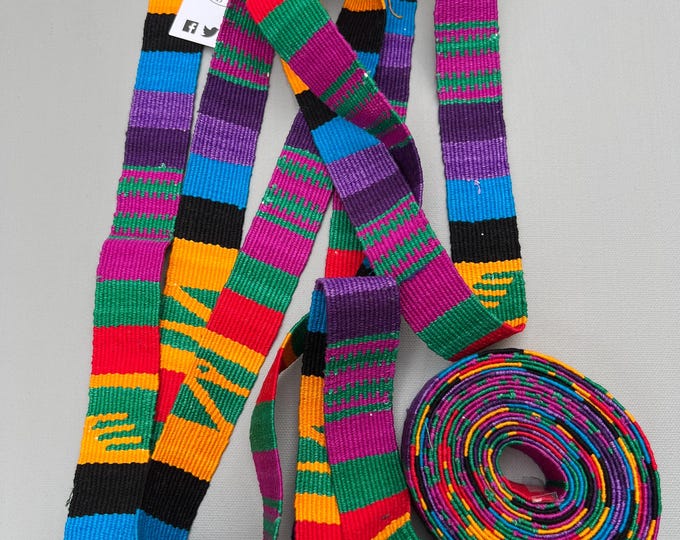 Hand-Made Guatemalan trim, multi color cotton trim, 7 yards strapping, rainbow color ribbon, purse straps, Guatemalan trim, 250 inches long