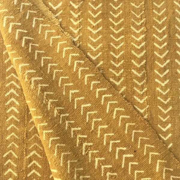 Mud Cloth, Mini Arrow Print, Mustard Color, Washed and Ready to use