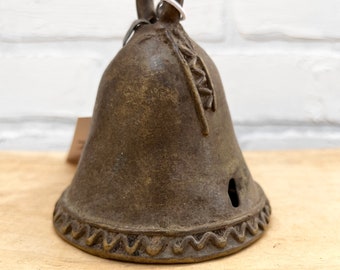 Vintage Brass Bell, Rustic African hand made brass bell, Home Decor, Antique brass Bell, Morrissey Fabric