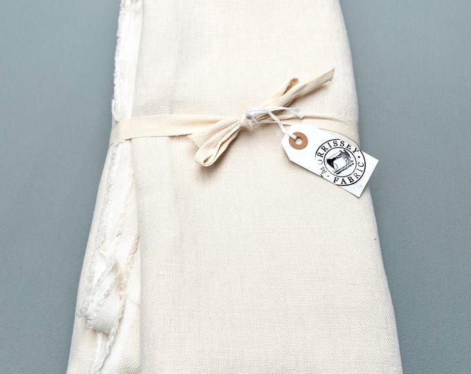 Upholstery weight linen fabric Remnant- Discount fabric end cut- Ivory cream 100% linen sample cut, premium linen, 3 yards linen