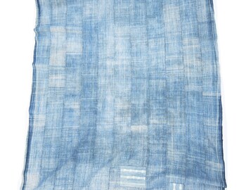 Vintage Light Blue Denim Mud Cloth, African Mudcloth, Patches, Farmhouse throw, Modern Mud, Morrissey Fabric