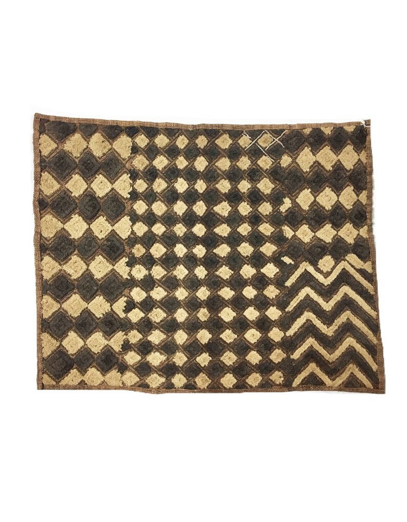 Vintage African Tribal Textile Woven Raffia Kuba Cloth Kasai Velvet