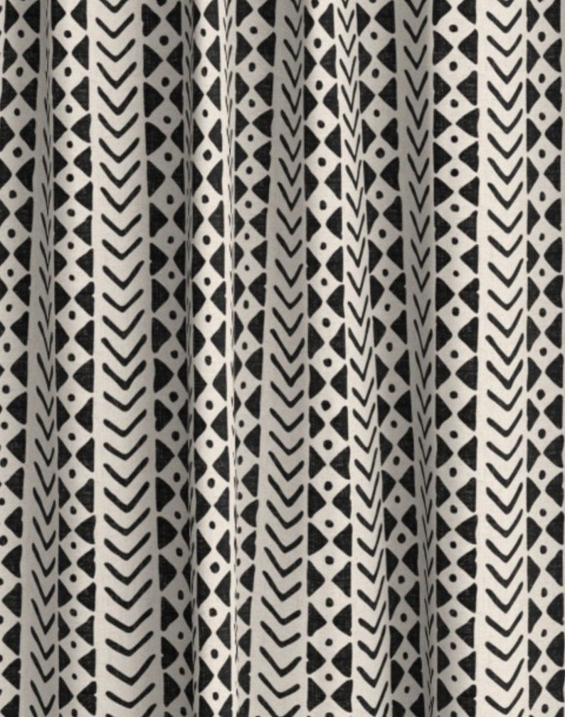 Block print traditional un-pasted pebble wallpaper, mud cloth wall art black and white ethnic style image 3