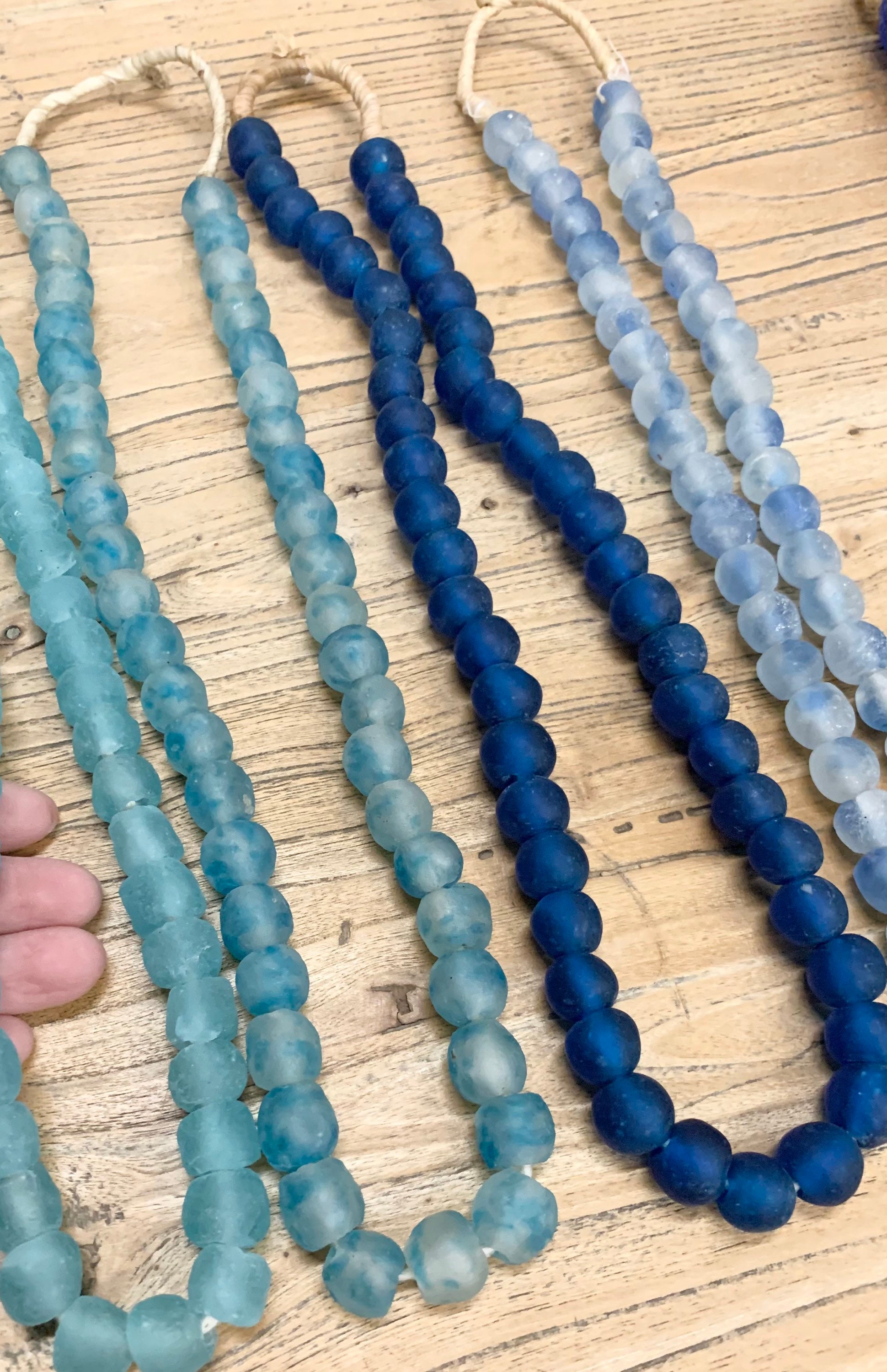 Recycled Glass Bead Garland, Glass Beads from Africa, Jewelry supply