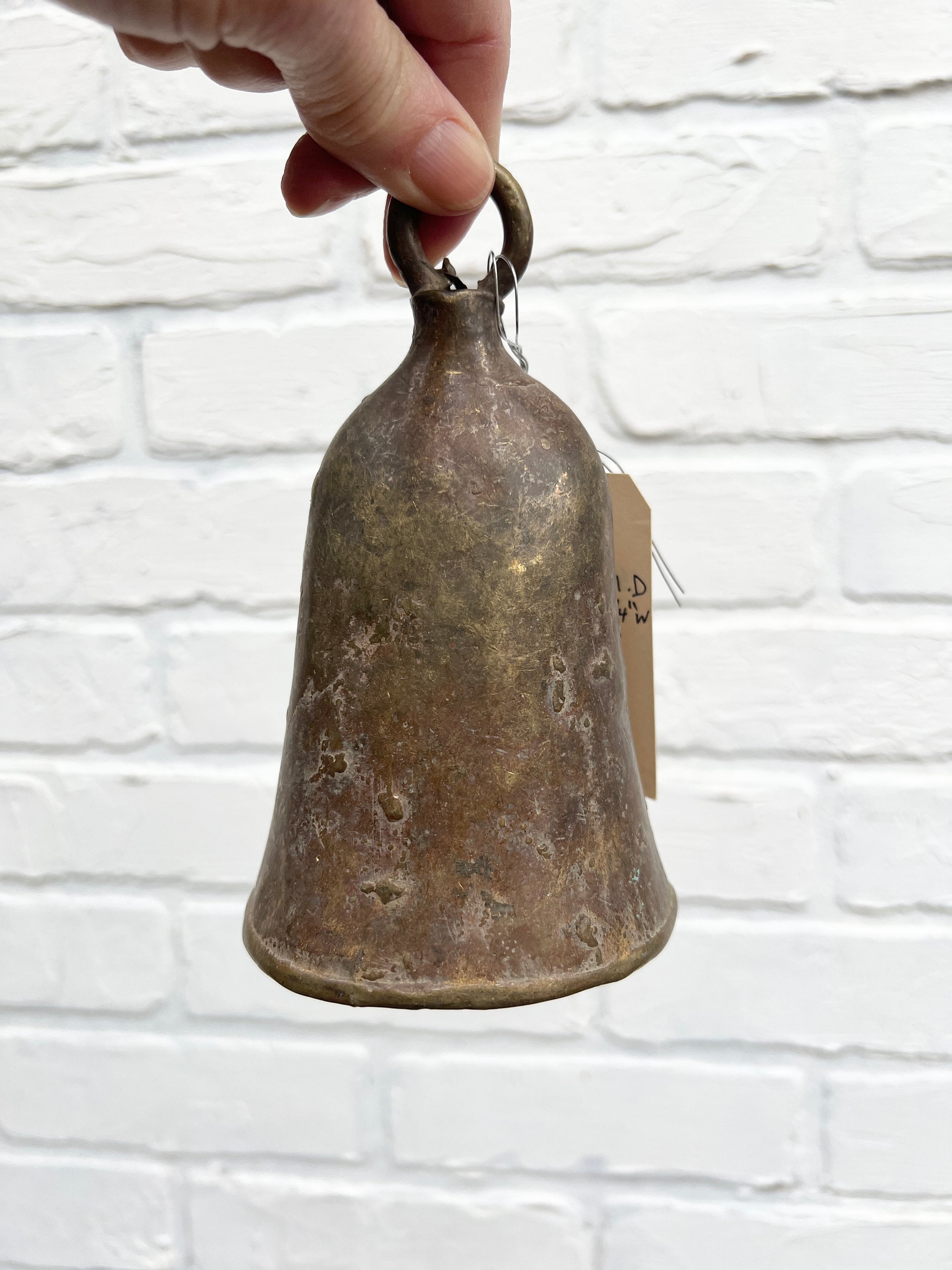 Vintage cow bells, Set of 3 Bronze Bells, Rustic African Hand Made