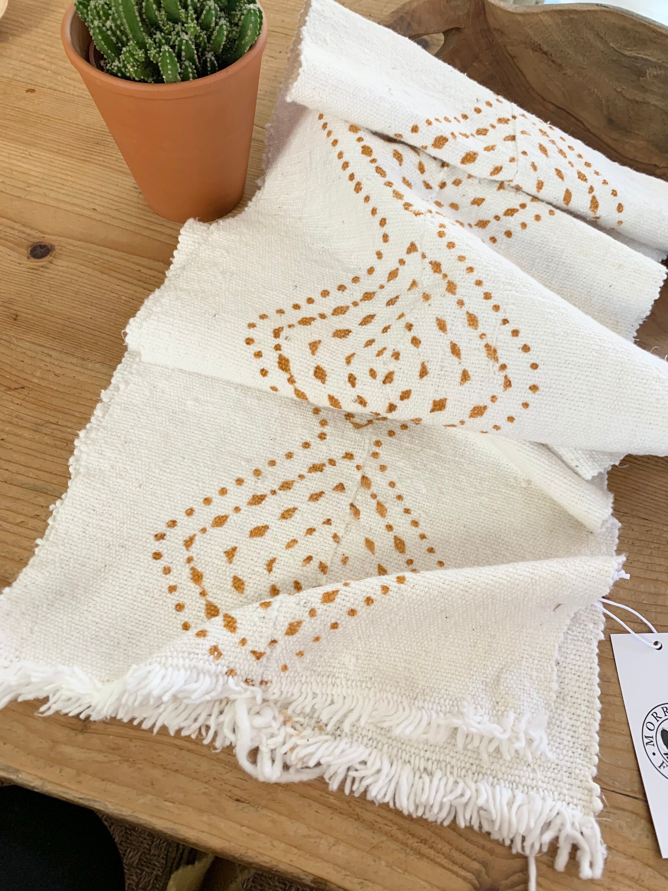 Mud Cloth Fabric table runner, African Mudcloth with tribal print, Hand