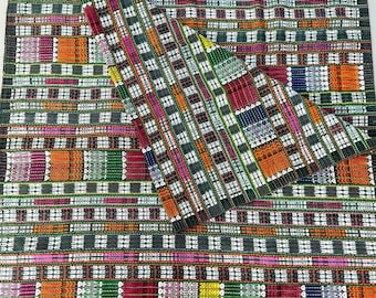 Vintage Guatemalan Fabric, Wool and Cotton Rainbow Color Throw Blanket, Vintage Corte Cloth