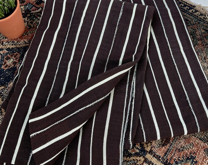 Mud Cloth Fabric, Dark Brown Striped African Aso Oke fabric, Neutral Fabric, Yoruba textile, Morrissey Fabric