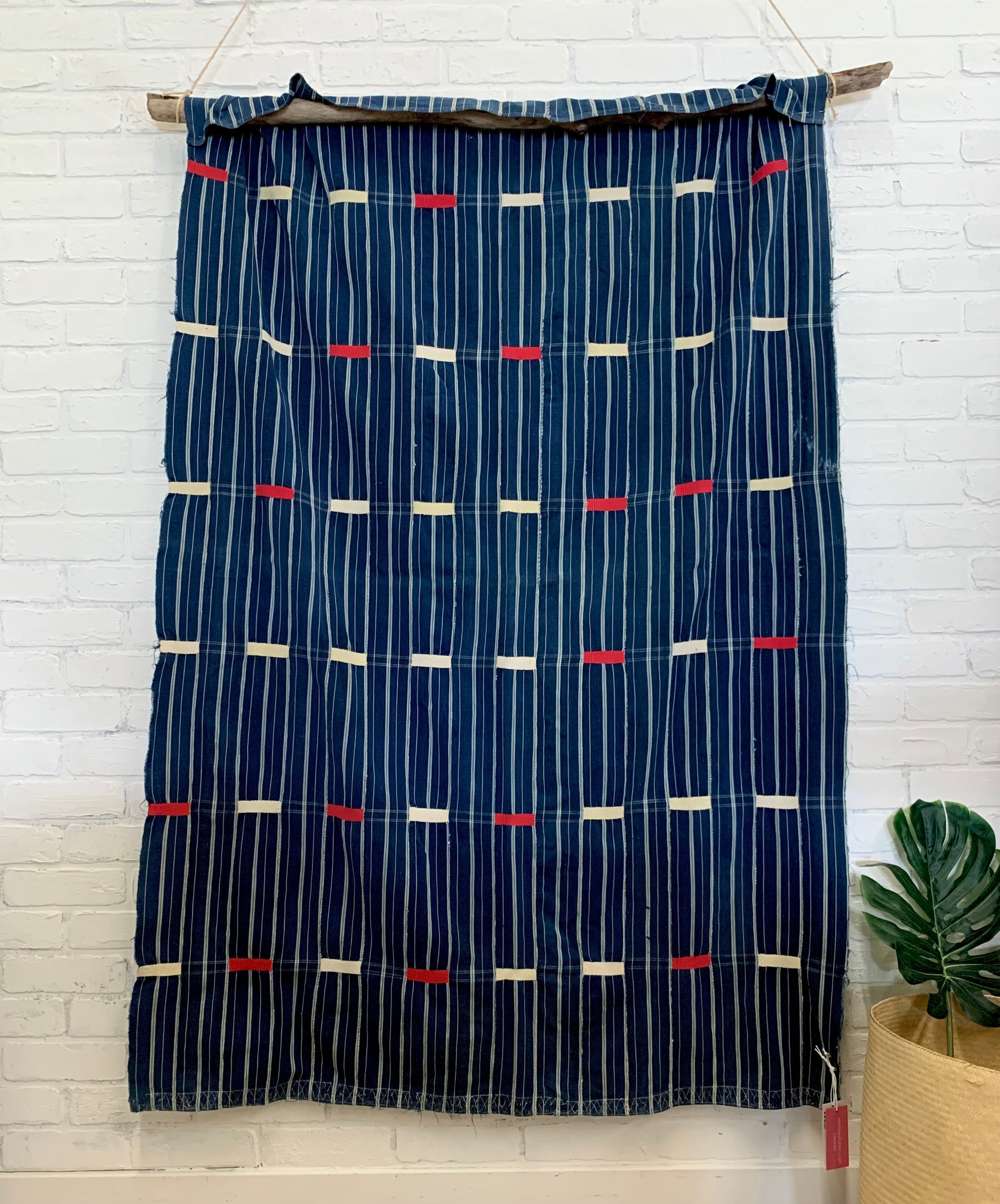 Indigo Blue and White Ewe Kente Cloth African Textile For Sale at