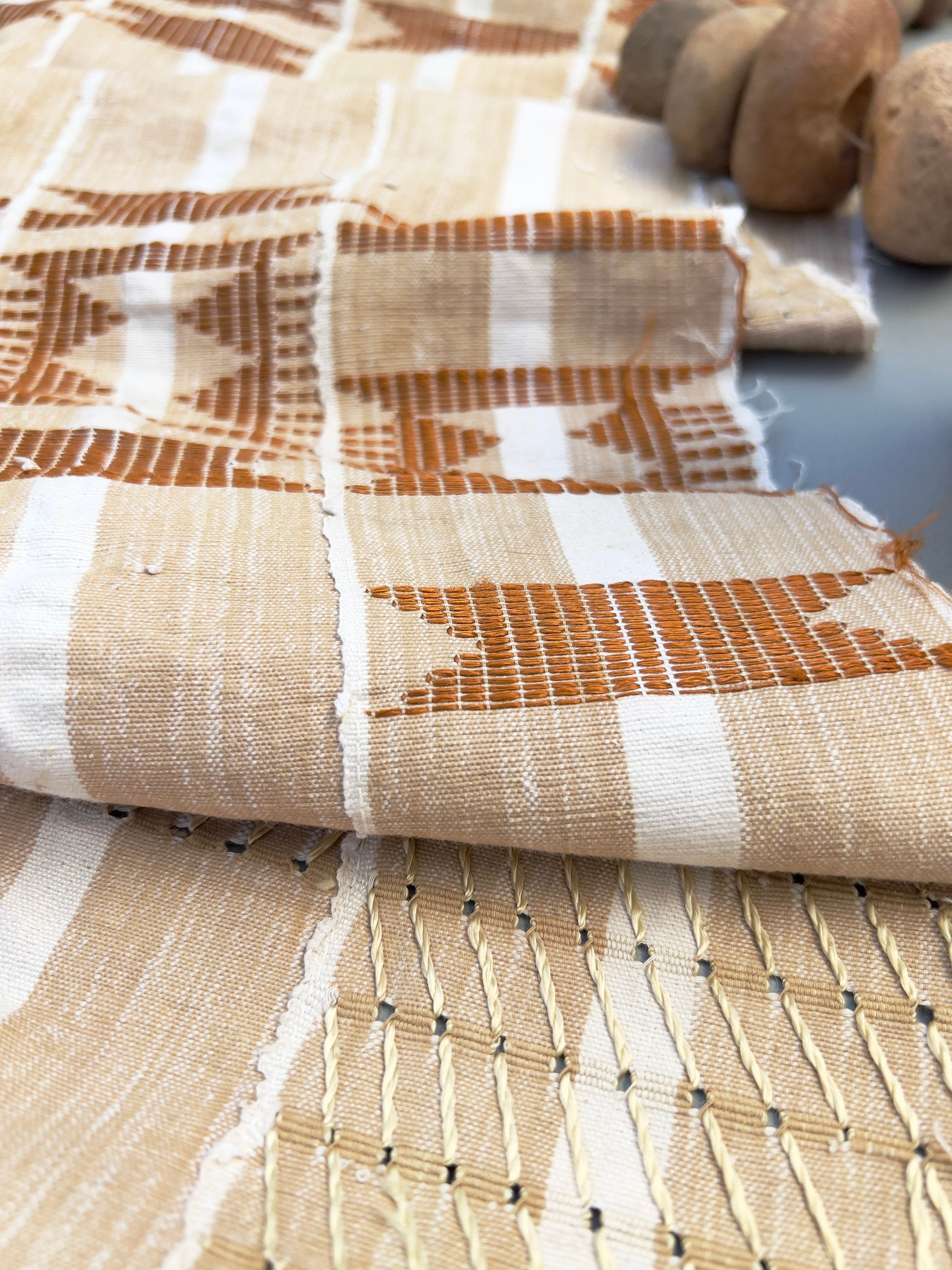 Vintage African Mud Cloth Fabric from Yoruba, Asoke Textile with Rust