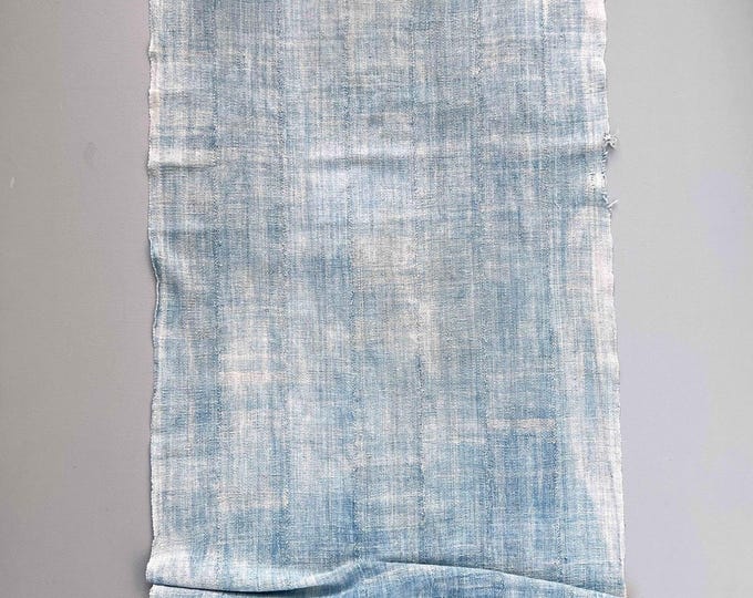 Faded denim scarf, African fabric scarf, Rustic home decor throw, Boho gift scarf, faded jean throw
