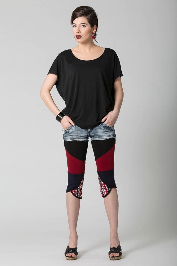 Leggings 3/4 Xsmall Collection Gaïa recyclé rouge et bleu | Etsy
