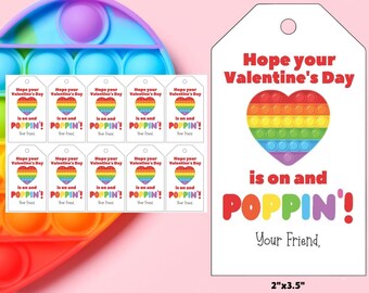 Pop It valentijnscadeaukaartje, afdrukbaar klascadeau (digitale download)