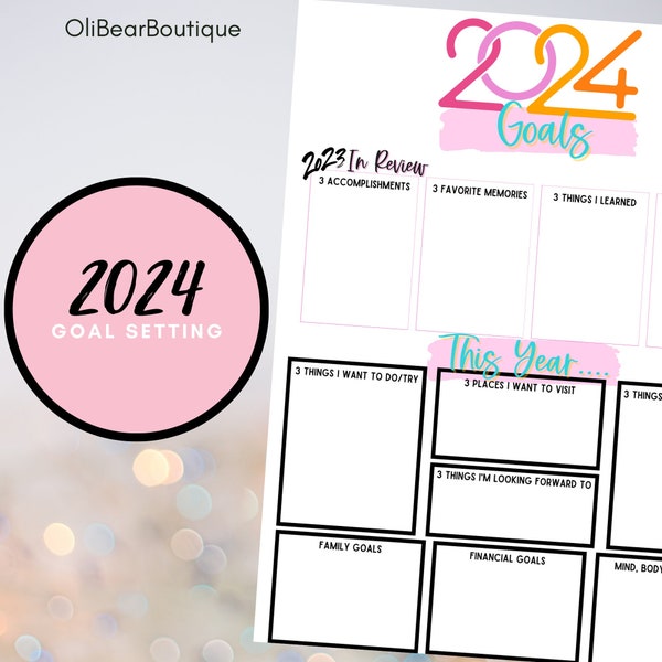 2024 Goals, New Years Resolutions, New Year Goals, Goal Planner, 2023 In Review, Printable Goal Setting, 2024 Resolutions, New Years Game